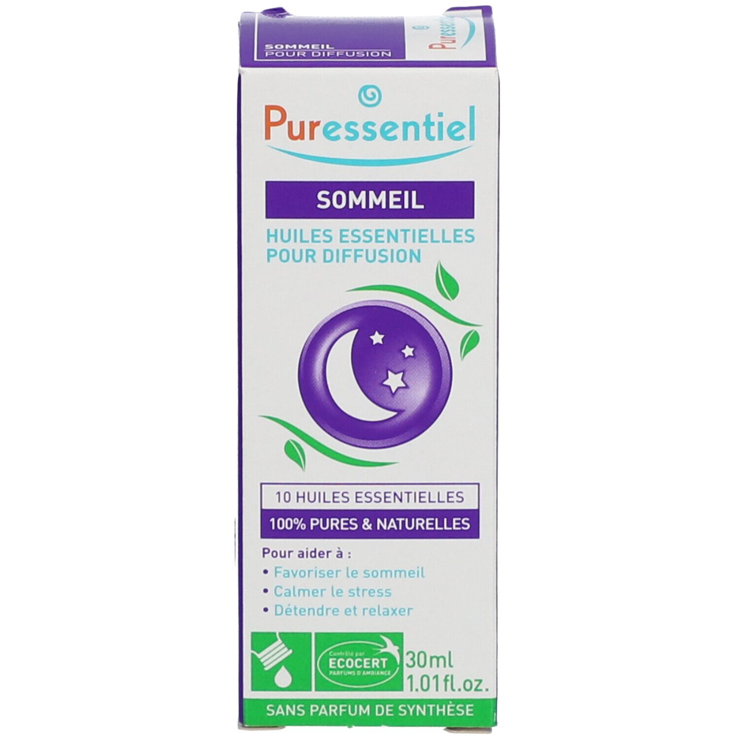 Confezione del prodotto. Scatola bianca con nome del prodotto, simbolo luna e testo. Logo Ecocert.