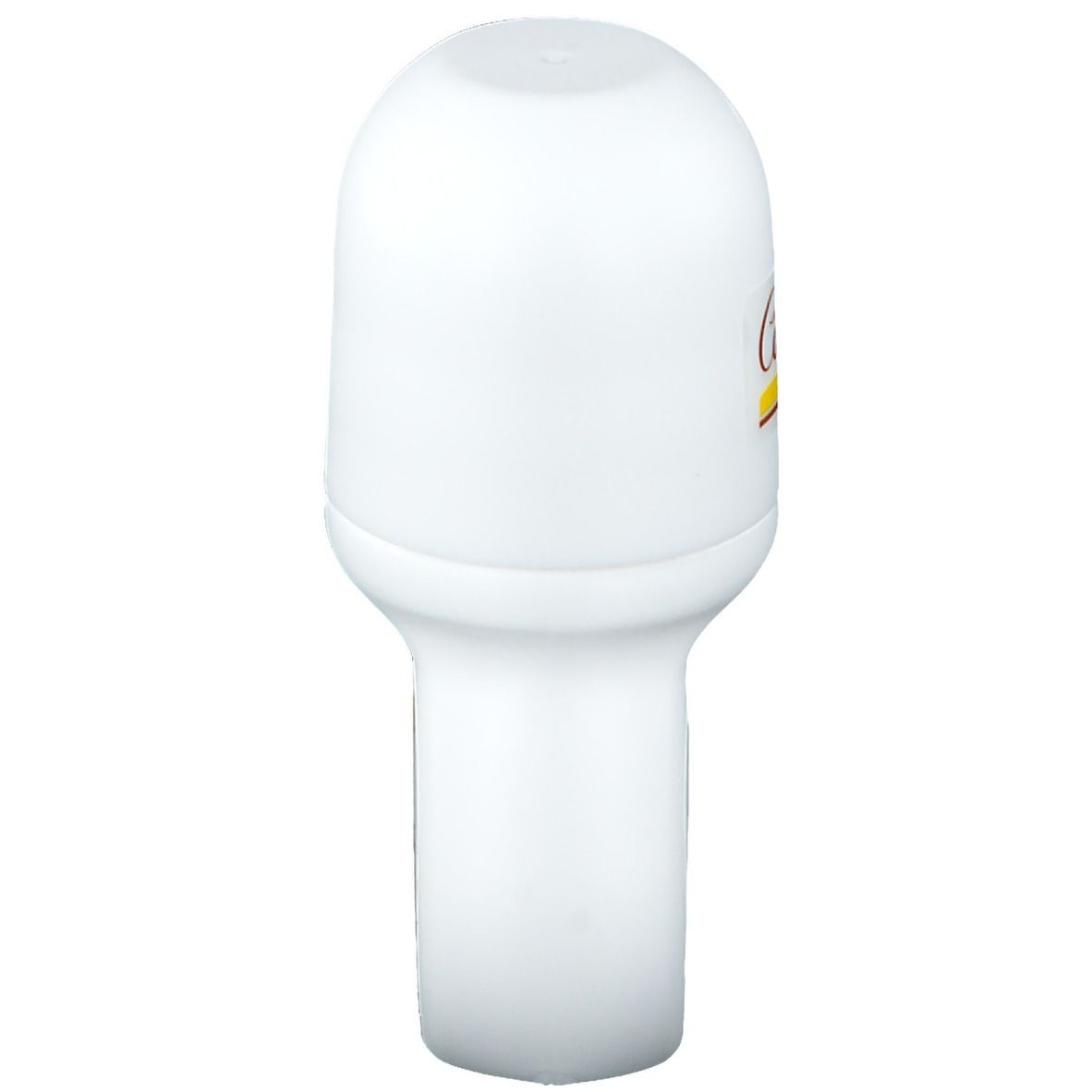 Deodorante roll-on bianco, vista laterale. Scritta: Rogé Cavaillès.