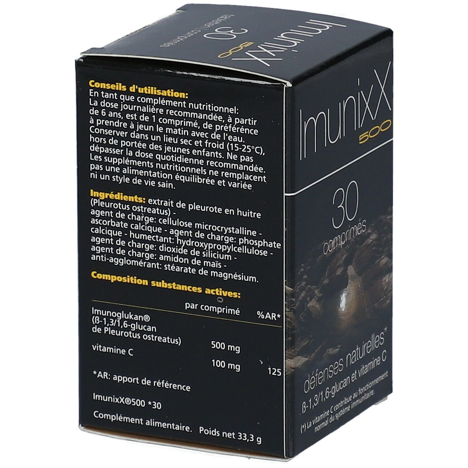 Scatola nera Imunixx 500, 30 compresse. Ingredienti e informazioni.