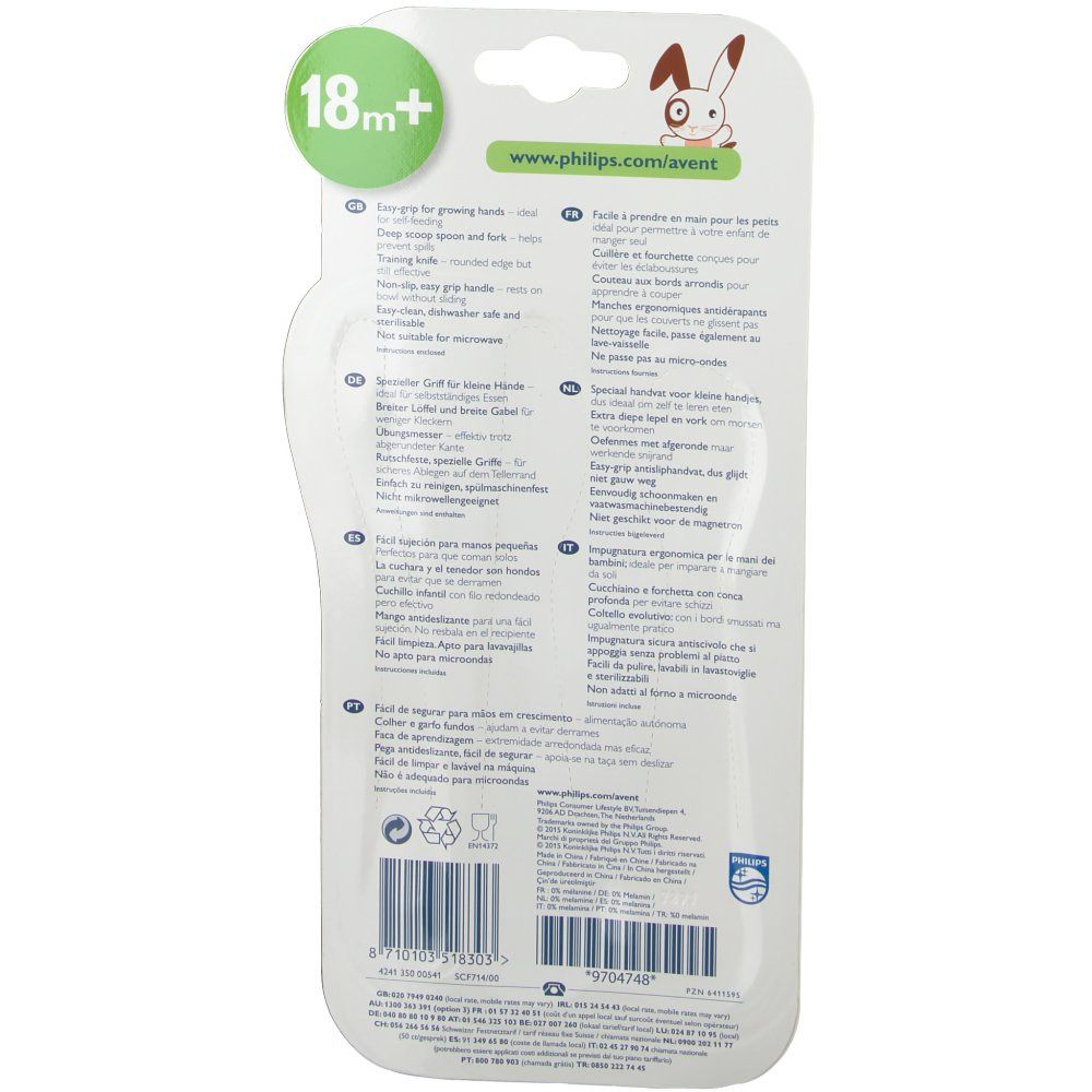 Avent Spoon Fork Knife + 18m