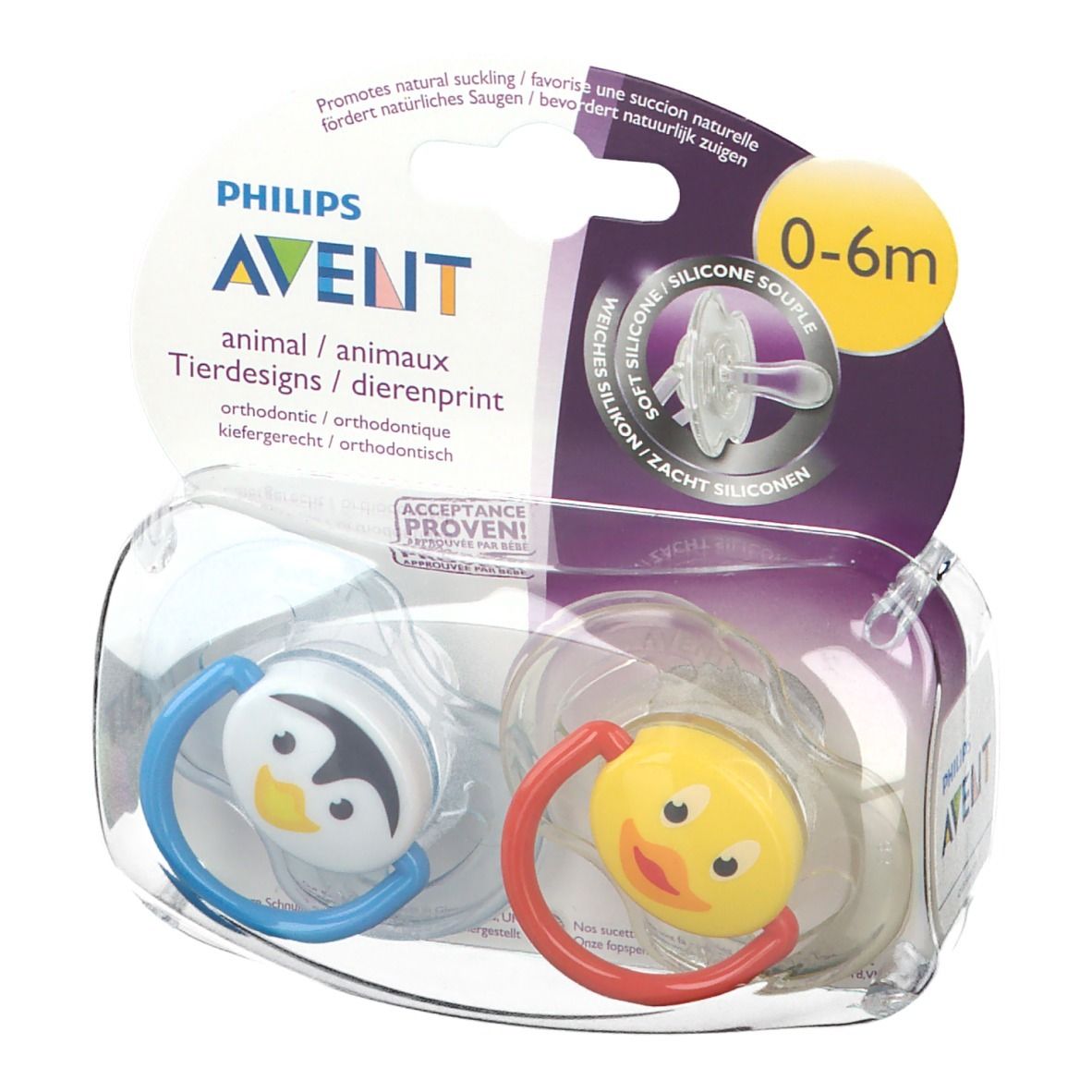 Avent Dummy Teat Silicone 0-6m Little Animals
