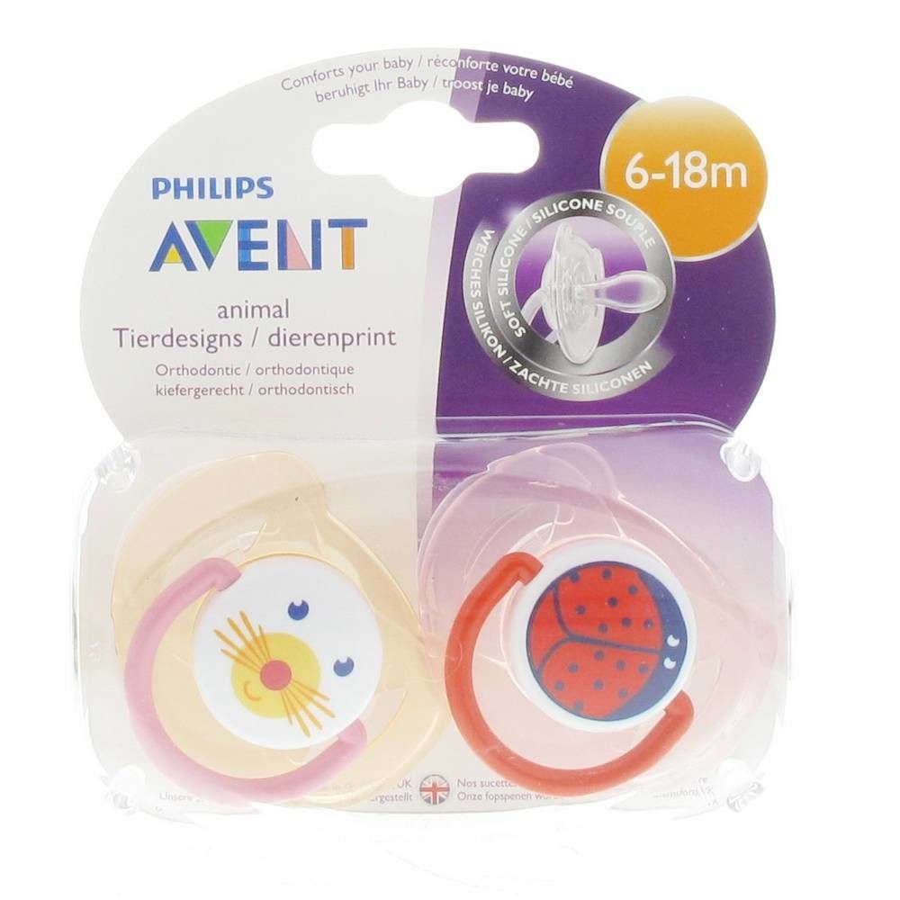 Avent Dummy Teat Silicone 6-18m Little Animals