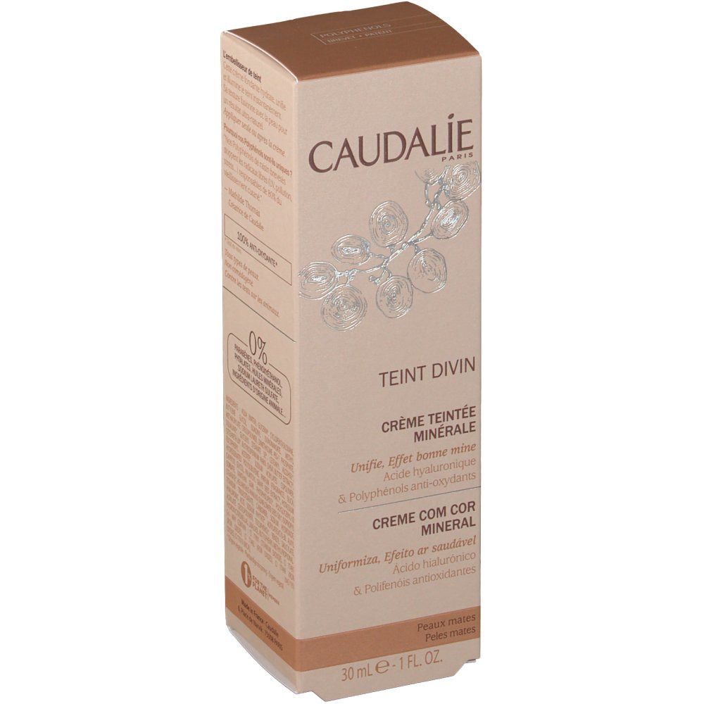 Caudalie Teint Divin Crema Coloranta Minerale Pelli Scure