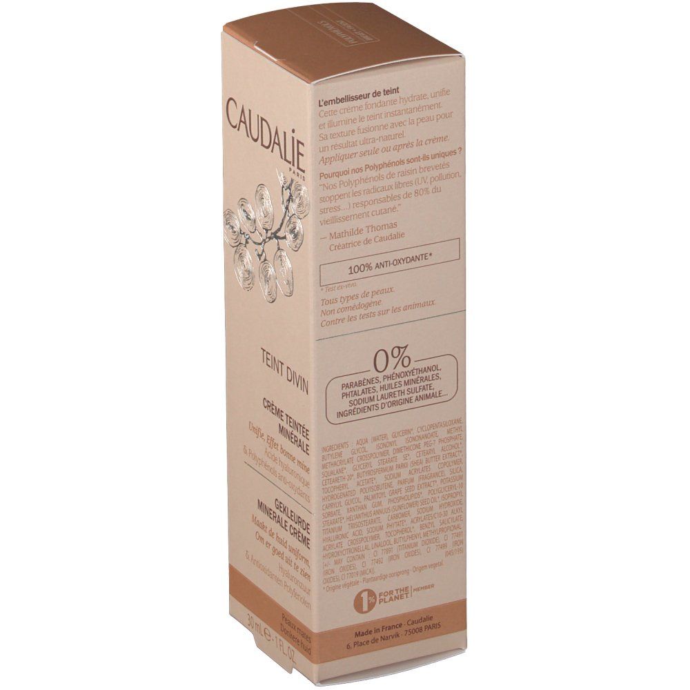 Caudalie Teint Divin Crema Coloranta Minerale Pelli Scure