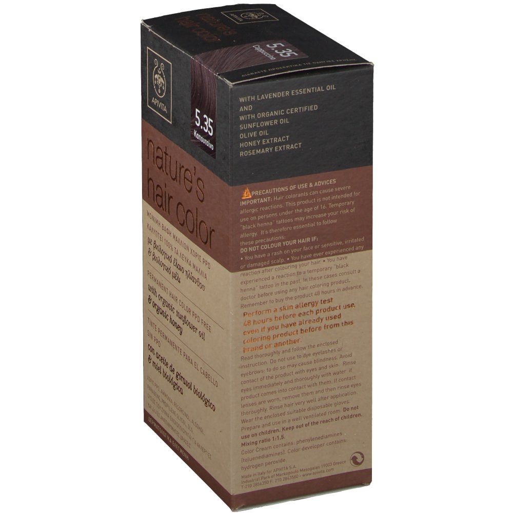 Apivita Natures Hair Color N5.35 Cappuccino