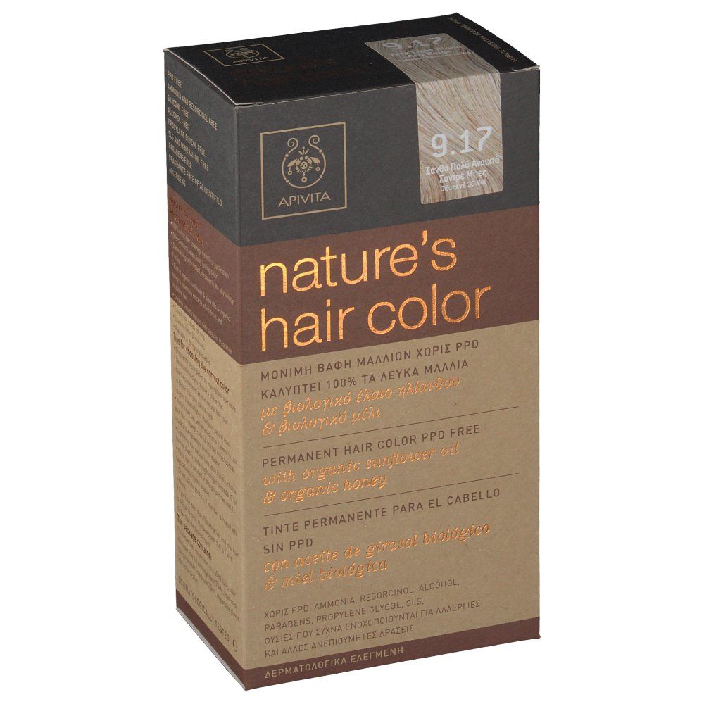 Apivita Natures Hair Color N9.17 Very Light Blond Ash Beige