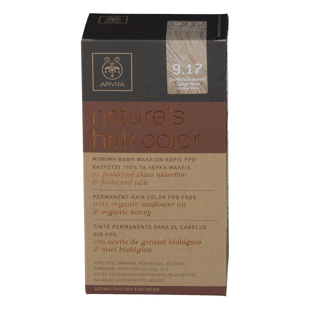 Apivita Natures Hair Color N9.17 Very Light Blond Ash Beige