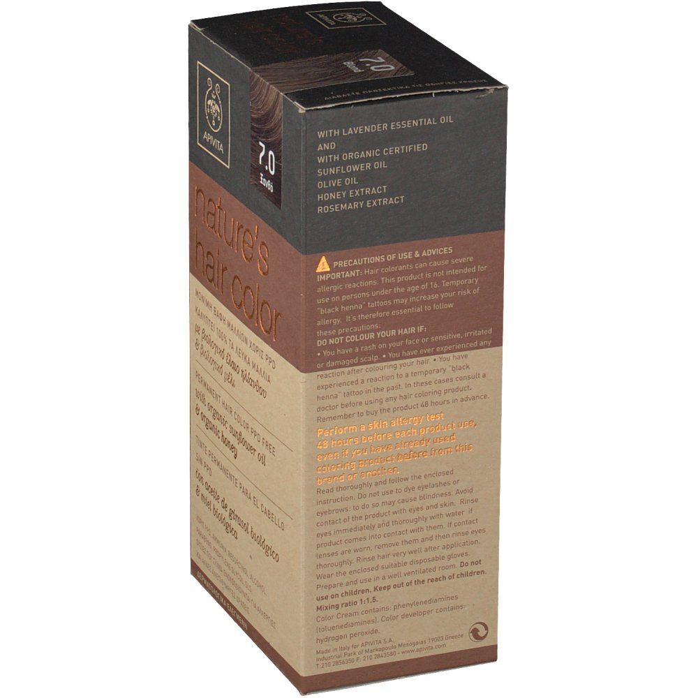 Apivita Natures Hair Color N7.0 Blond