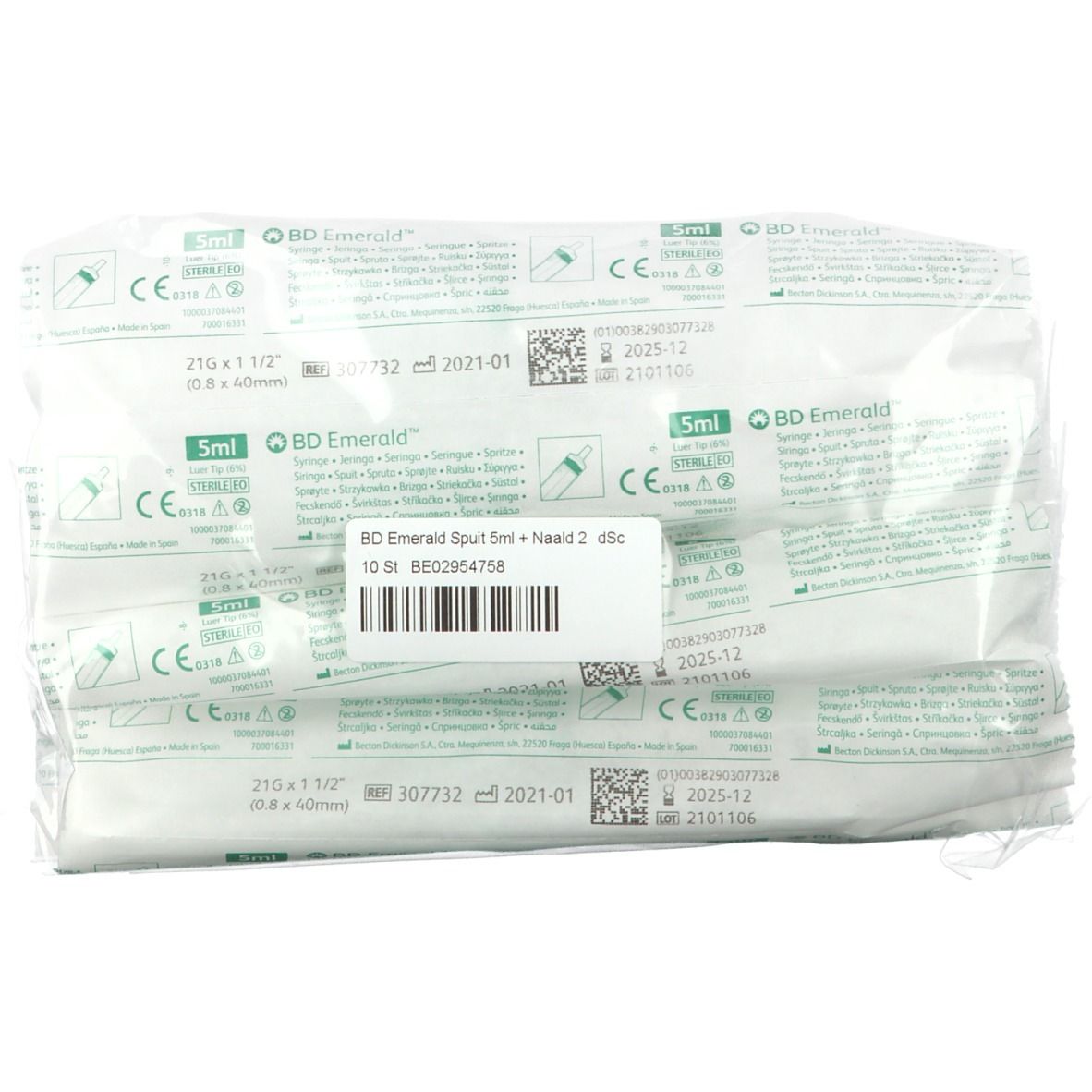 BD Emerald Siringhe 5 ml con Ago 21G Sterile
