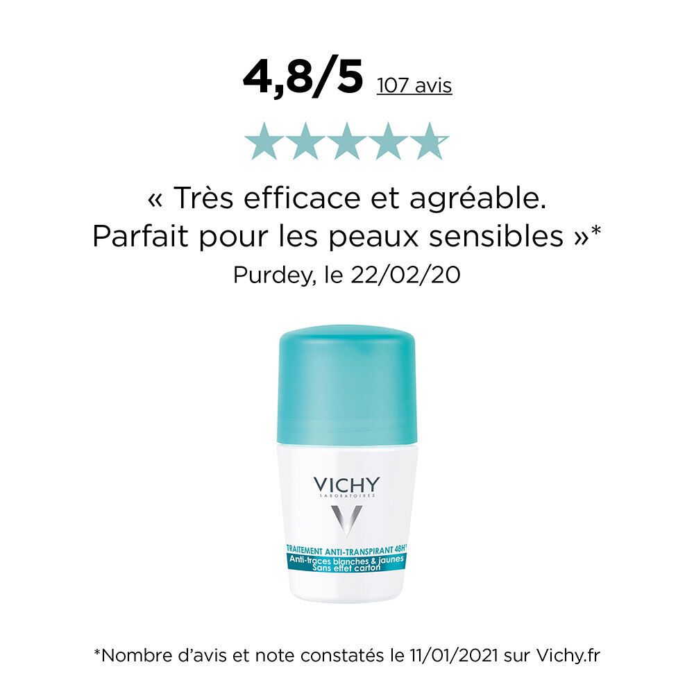 Vichy Roll-On Regolatore Anti-Traspirante 48h Anti-Tracce