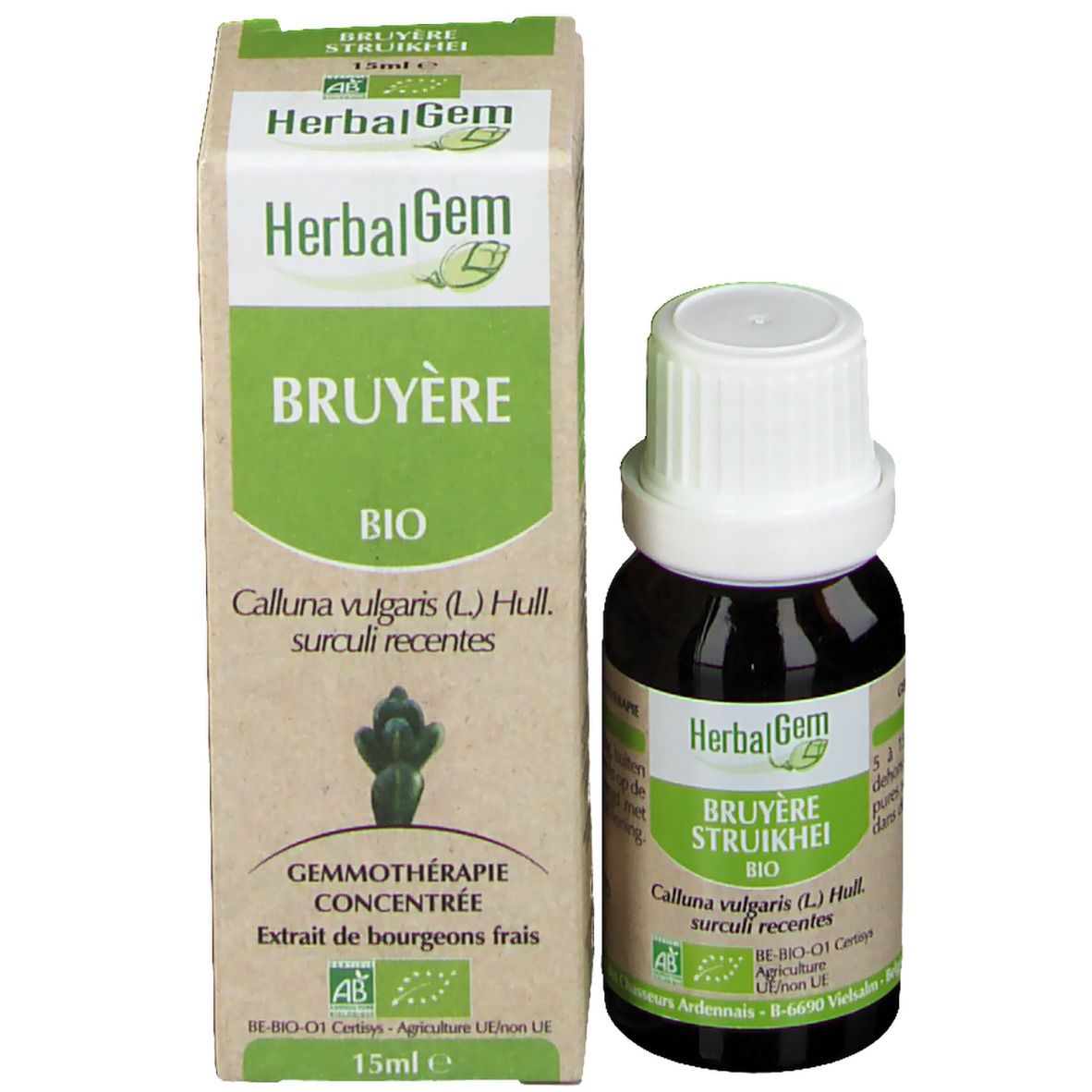 Flacone e confezione. Flacone marrone con tappo bianco. Scatola con nome del prodotto e logo.