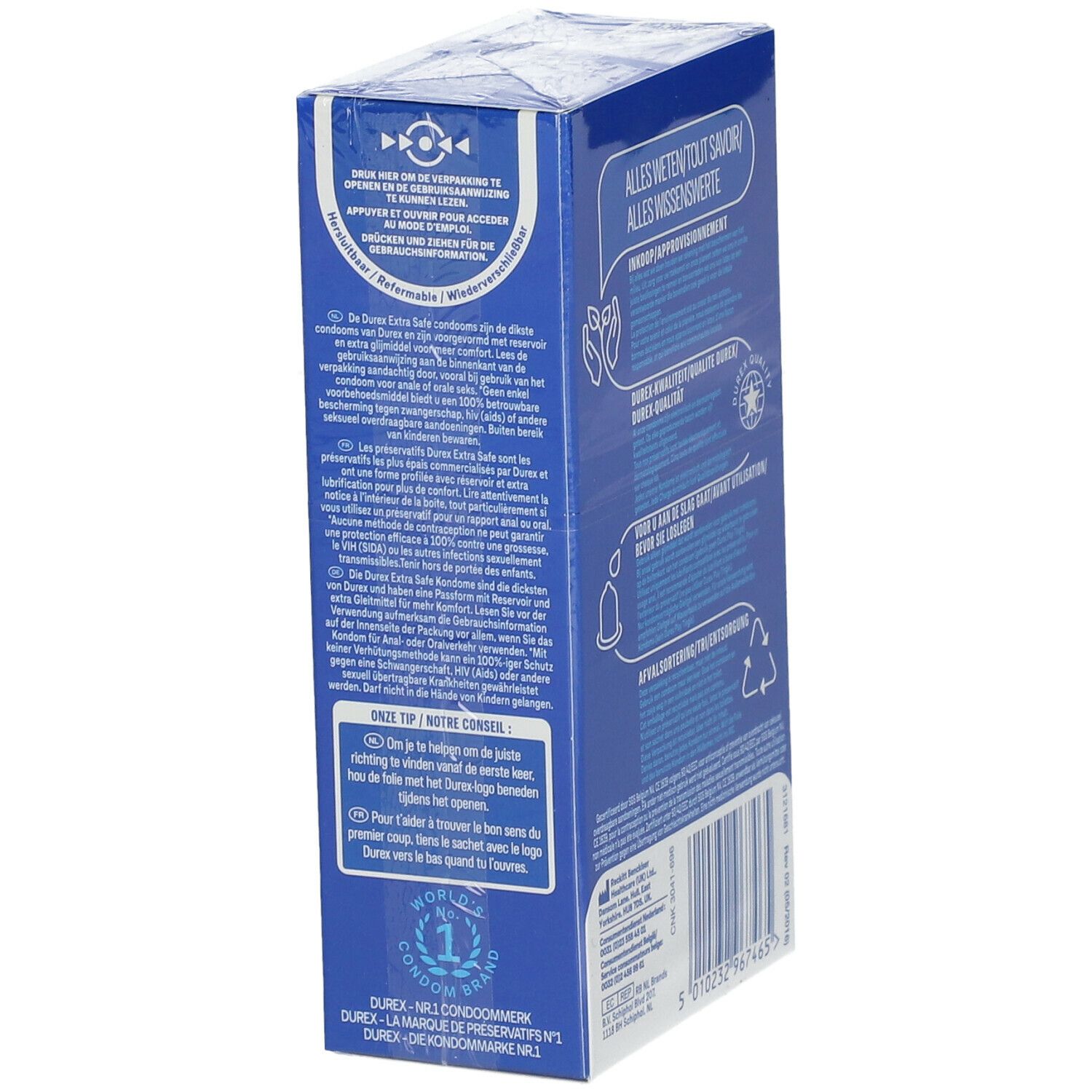 Confezione blu di preservativi Durex® Originals Extra Safe, 12 pezzi.