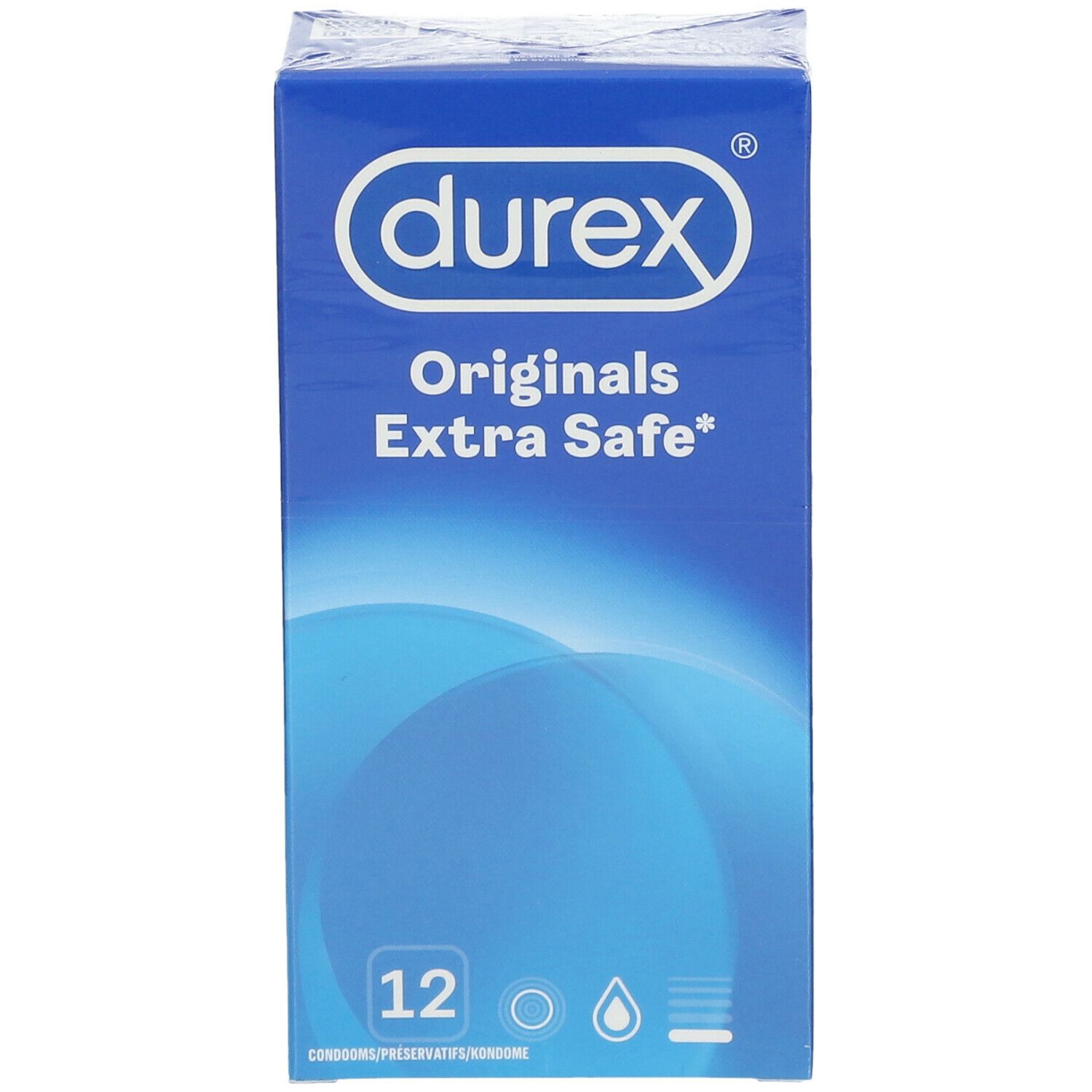 Coppia a letto, confezione di preservativi accanto. Preservativo Durex® Extra Safe.