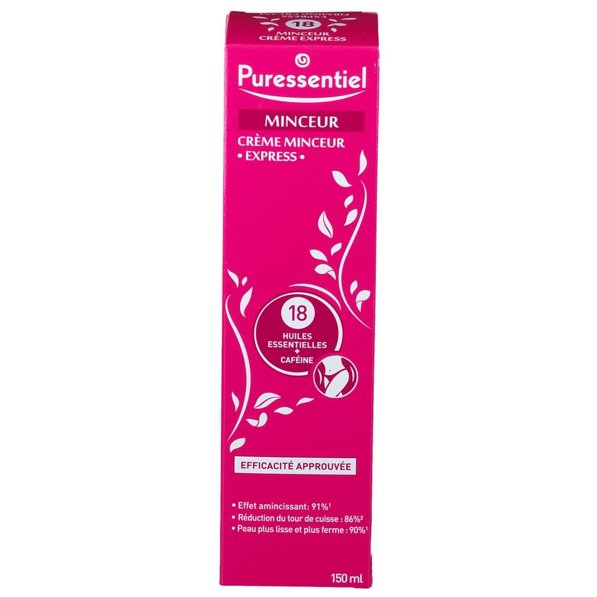 Confezione del prodotto rosa e alta. Mostra il nome del prodotto, gli ingredienti e le certificazioni. Volume: 150 ml.