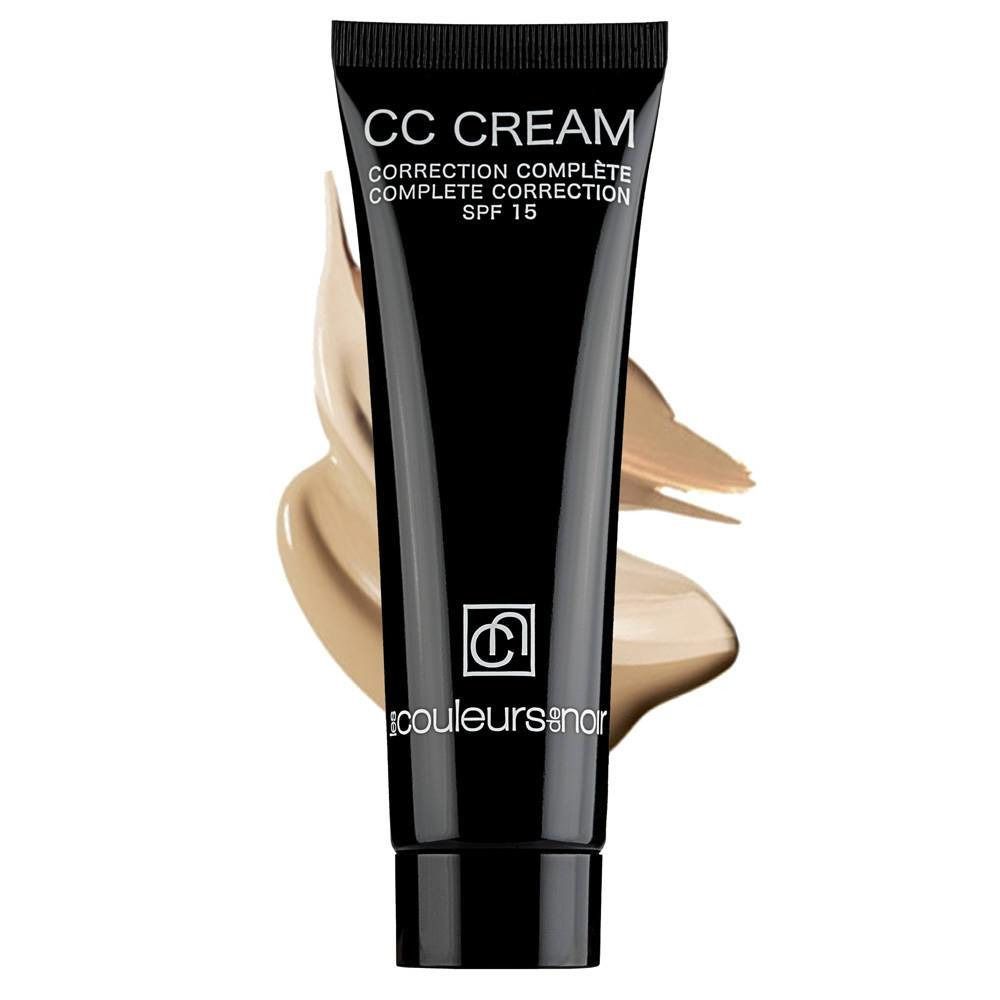 Tubo nero di CC Cream. Testo: Correction Complète, SPF 15. Tonalità: Naturbeige. Logo: Les Couleurs de Noir.