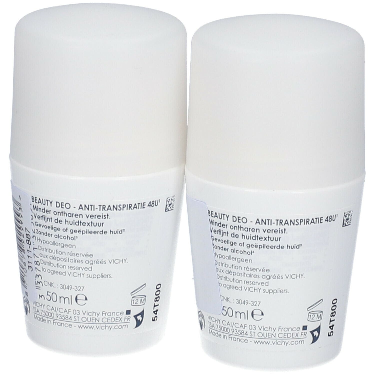 Vichy Deo Roll Anti-Crescita Di Capelli 48u Promo Duo
