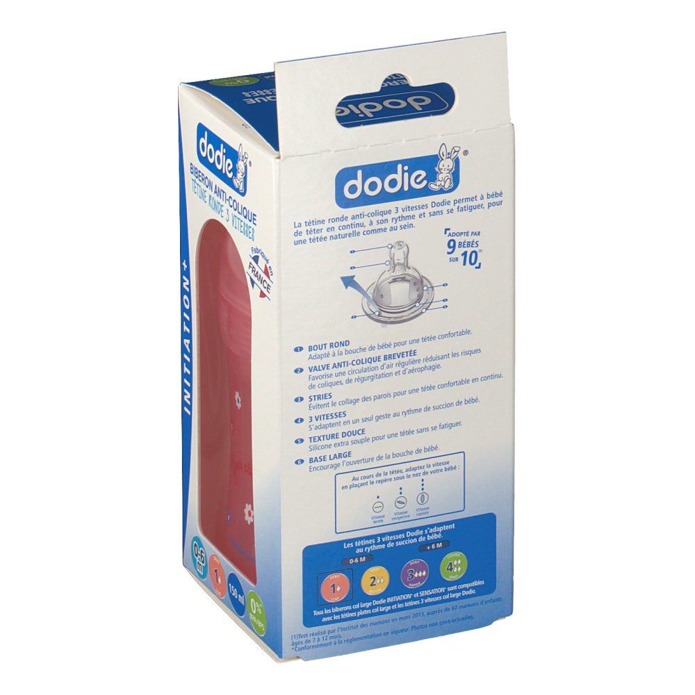 Dodie Feeding Bottle Initation+ Pink Pacifier 1 Hole