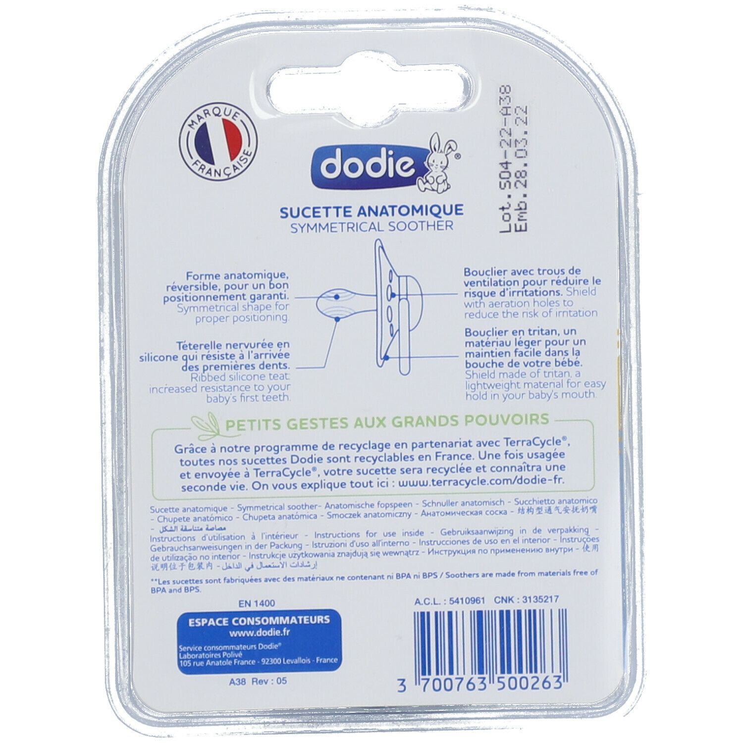 Dodie Dummy Silicone Boy Day +18M
