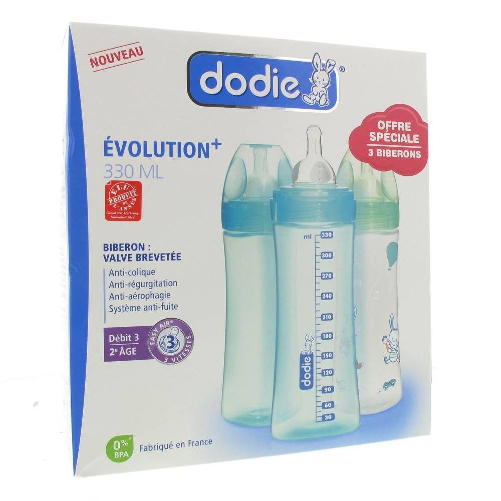 Dodie Feeding Bottle Evolution + Pacifier 3 Hole Boy 1 Box