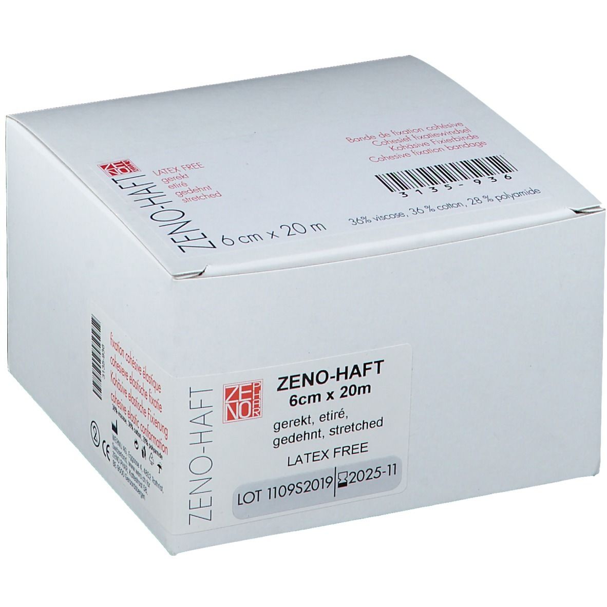 Zeno-Haft Cohesive Bandage Elastisch Latex Free 6cmx20m