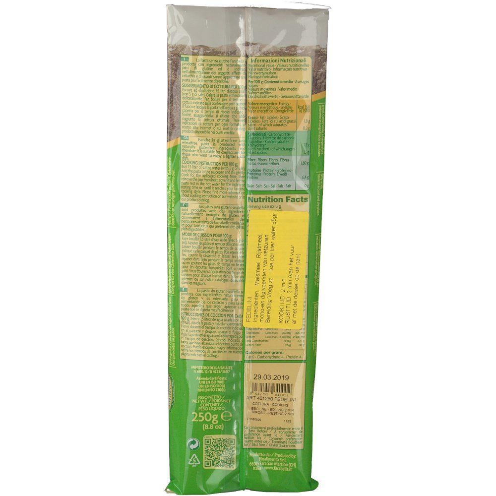 Farabella Fedelini Gluten Free Pasta