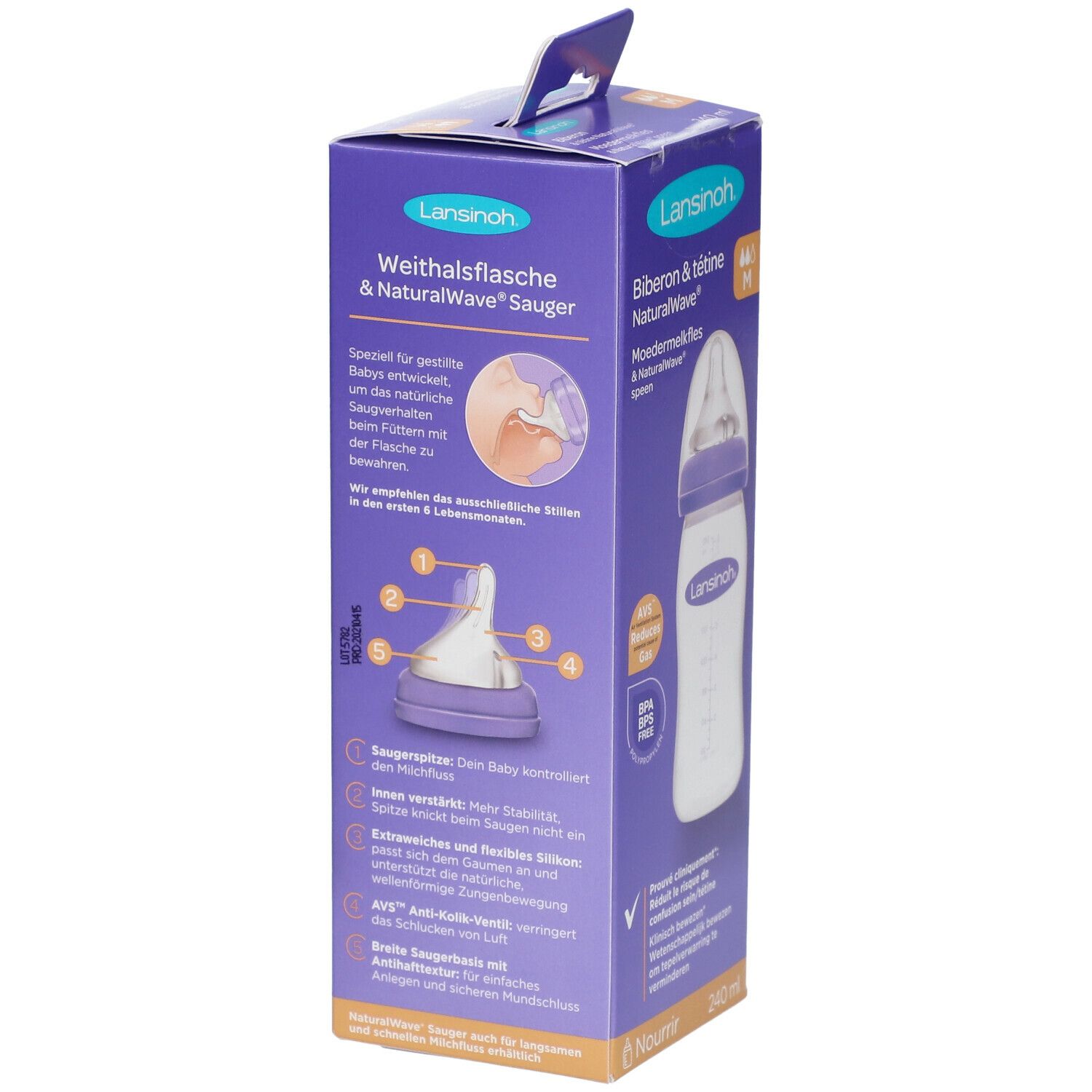 Lansinoh Feeding Bottle + Pacifier Natural Wave