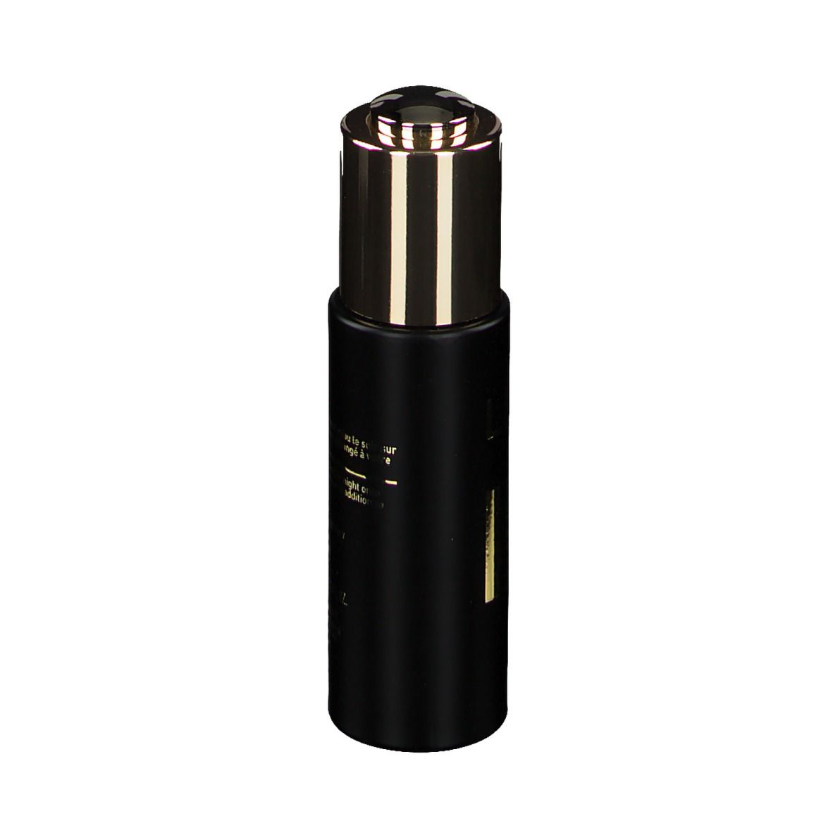 Flacone nero con tappo dorato. Scritta: Lierac, Premium Elixir.