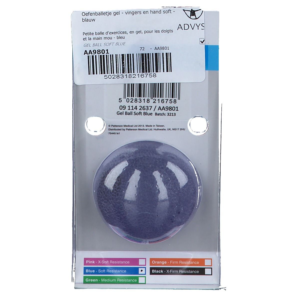 Oefenbal Gel Vingers En Hand Blauw Soft AA9801