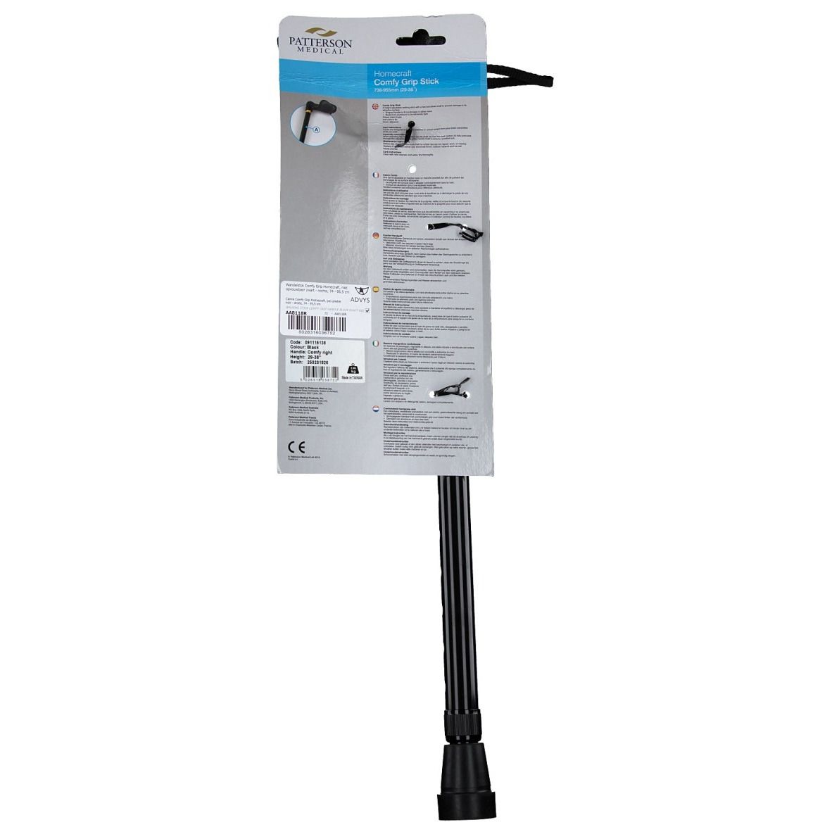 Comfy Grip Homecraft Non-Folding Right Walking Stick 74-95,5 cm Black AA8118R