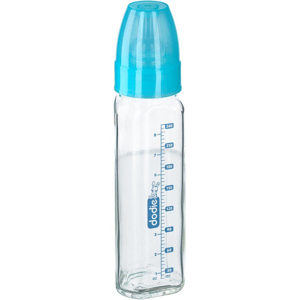 Dodie Glass Feeding Bottle Blue Age 2