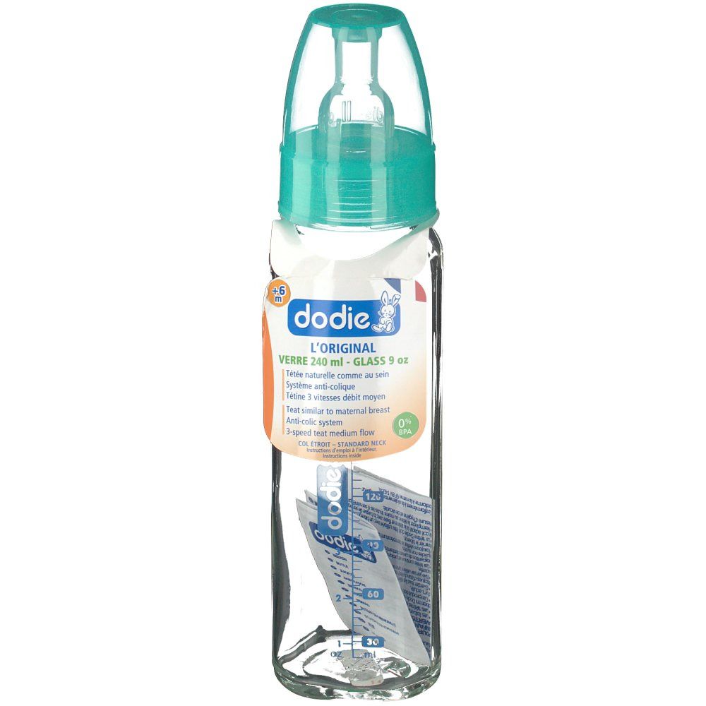 Dodie Glass Feeding Bottle Green Age 2
