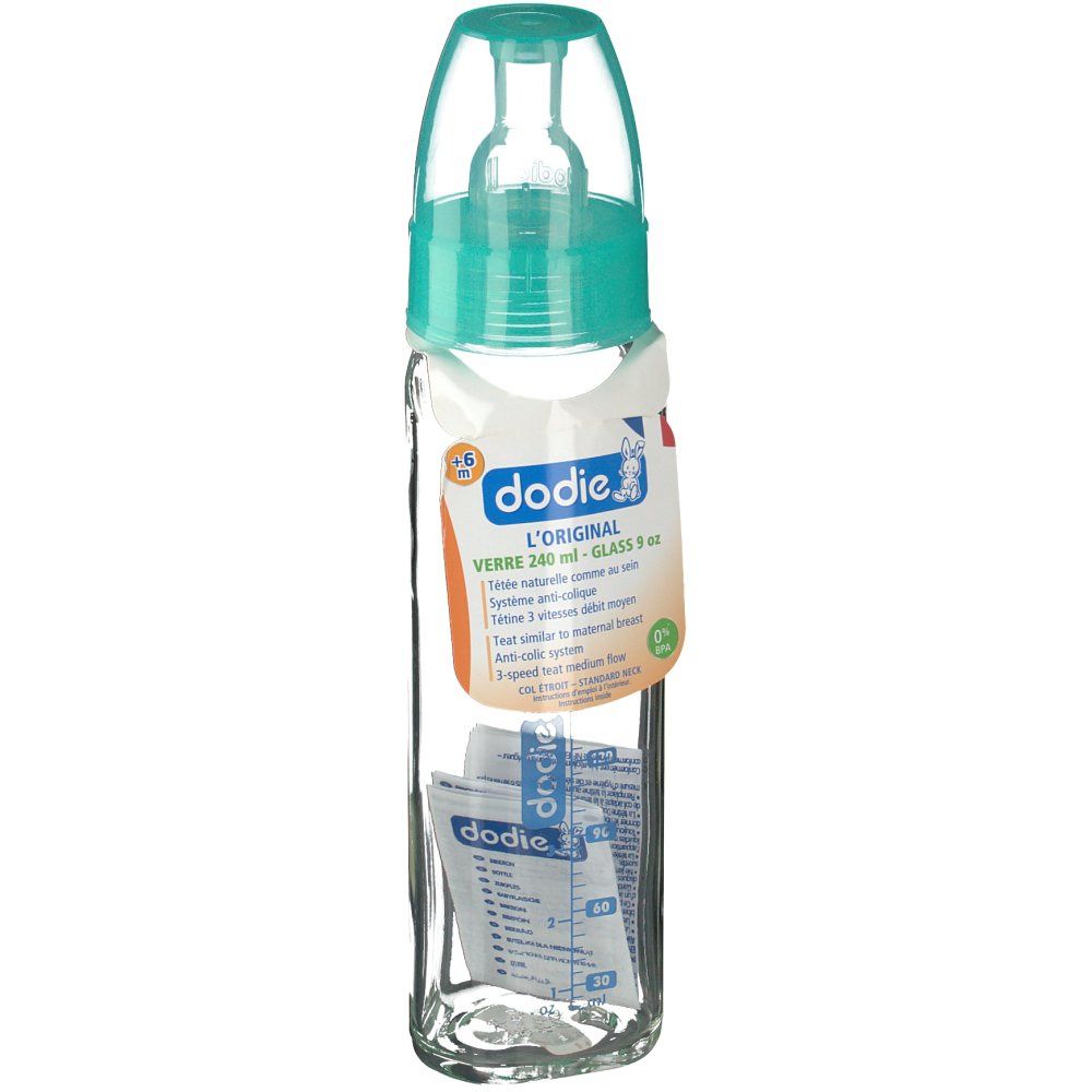 Dodie Glass Feeding Bottle Green Age 2