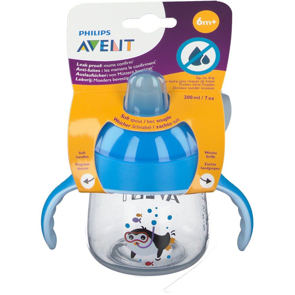 Avent Trink Cup Anti-Leak Pinguin Blue +6m