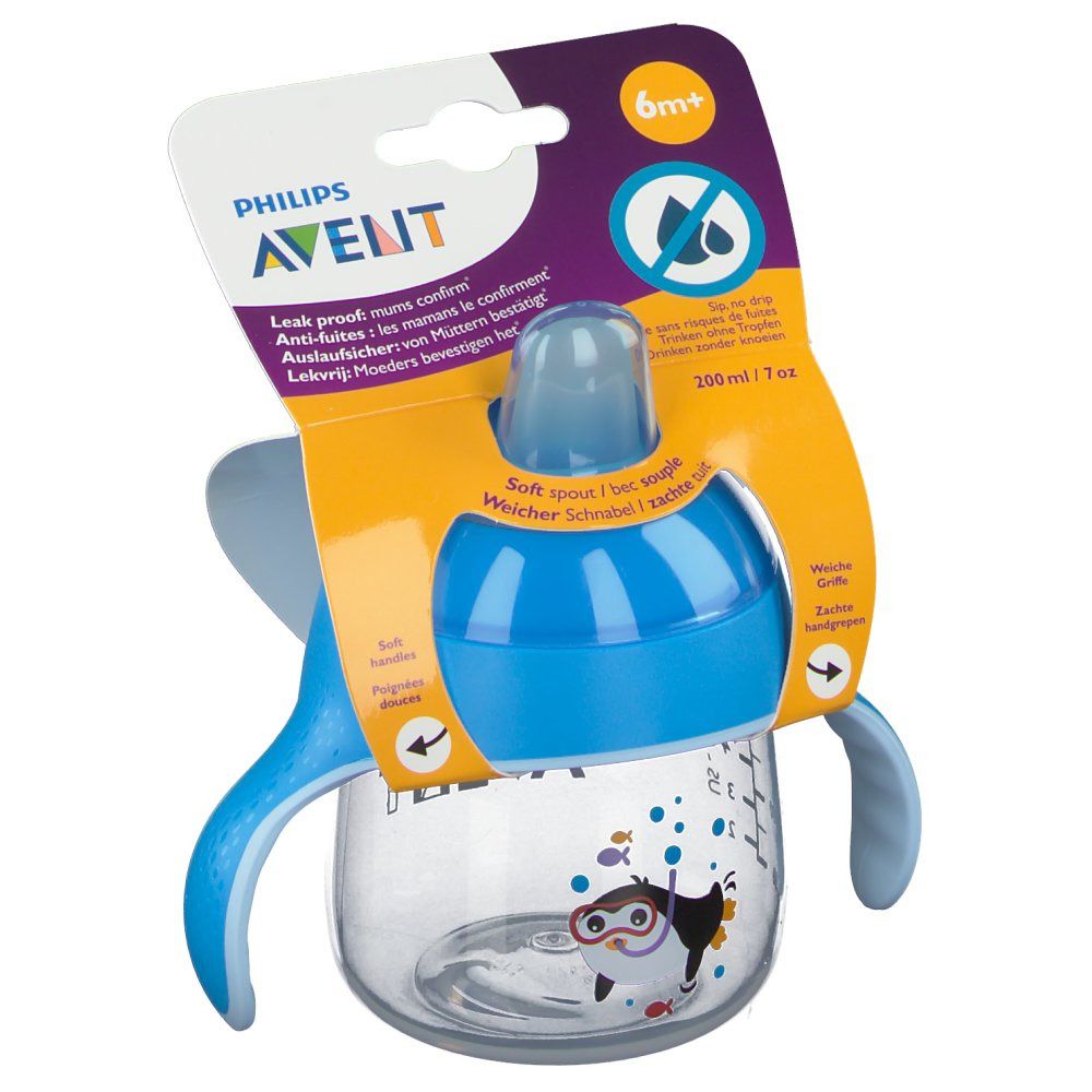 Avent Trink Cup Anti-Leak Pinguin Blue +6m