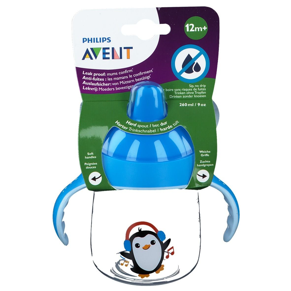 Avent Trink Cup Anti-Leak Pinguin Blue +12m