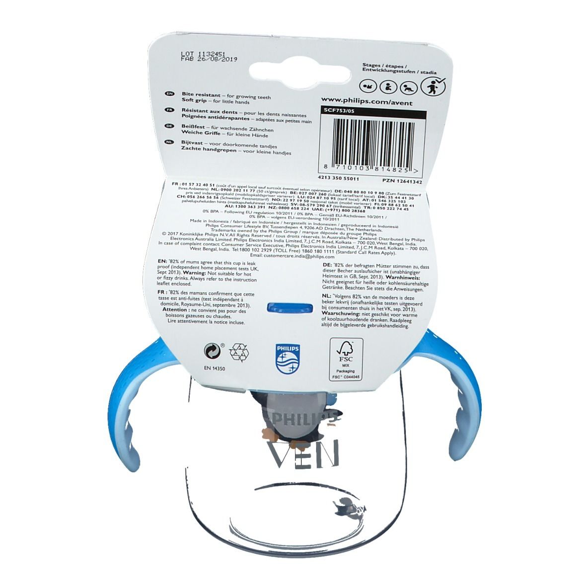 Avent Trink Cup Anti-Leak Pinguin Blue +12m