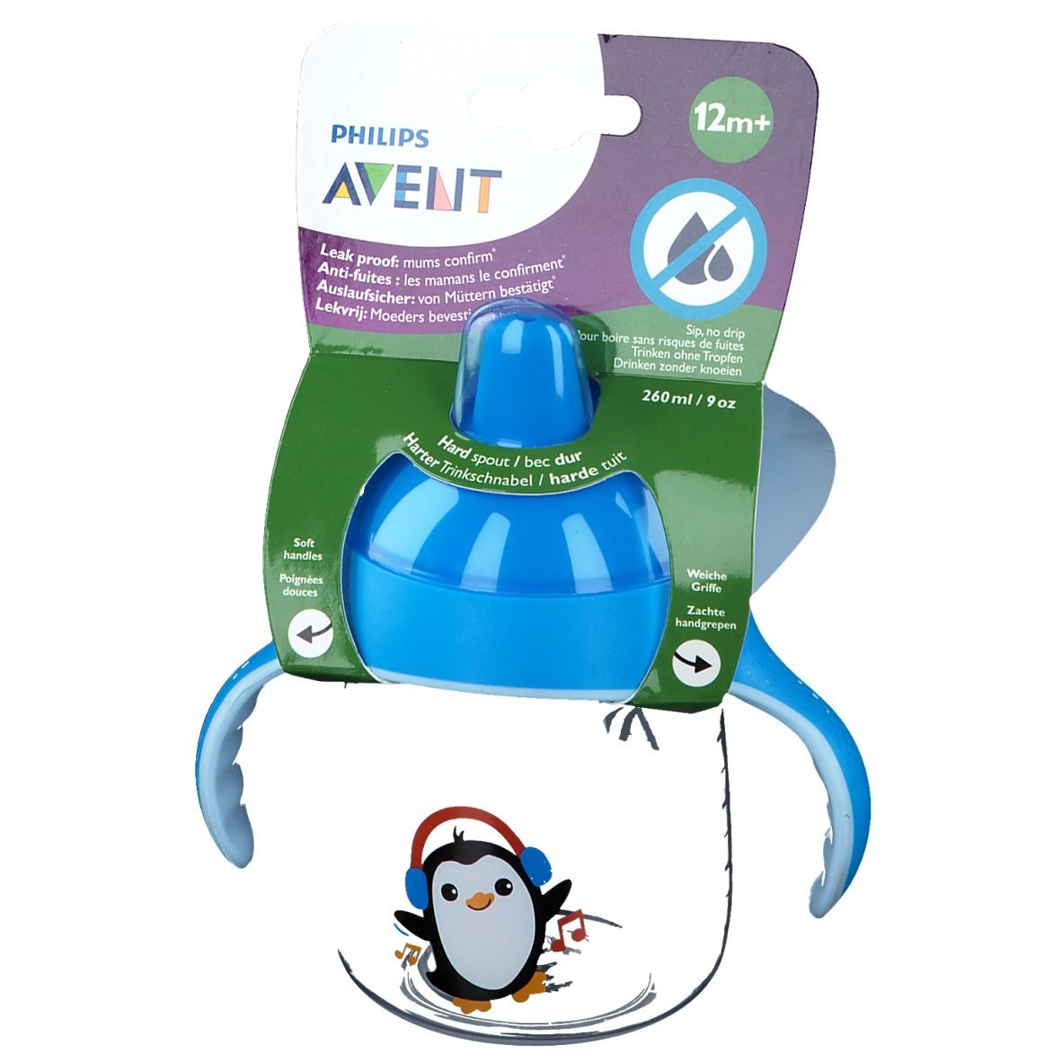 Avent Trink Cup Anti-Leak Pinguin Blue +12m