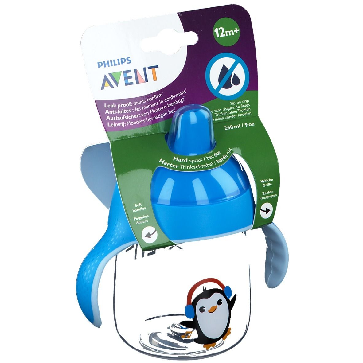 Avent Trink Cup Anti-Leak Pinguin Blue +12m