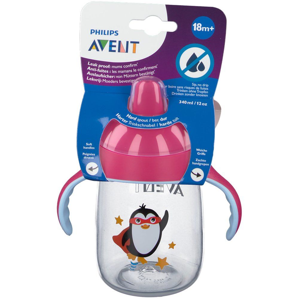 Avent Trink Cup Anti-Leak Pinguin Pink +18m