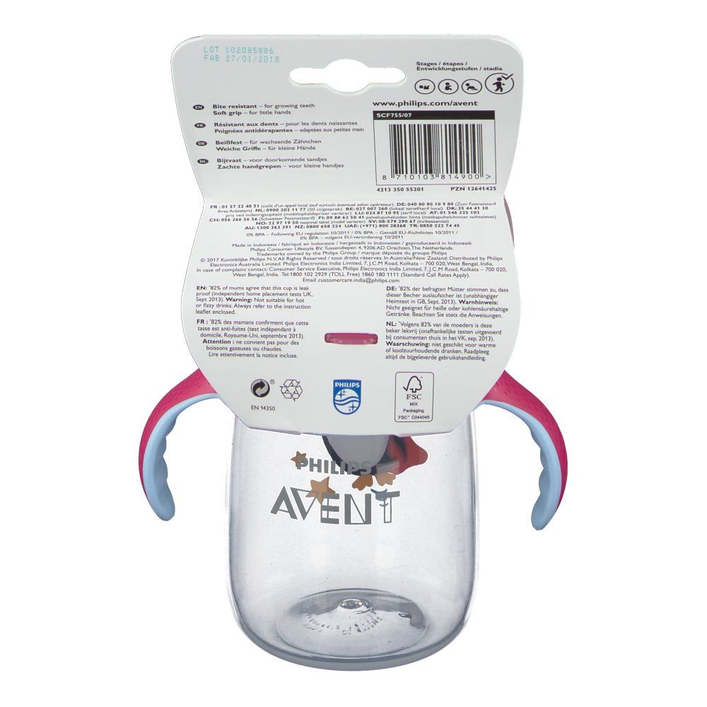 Avent Trink Cup Anti-Leak Pinguin Pink +18m