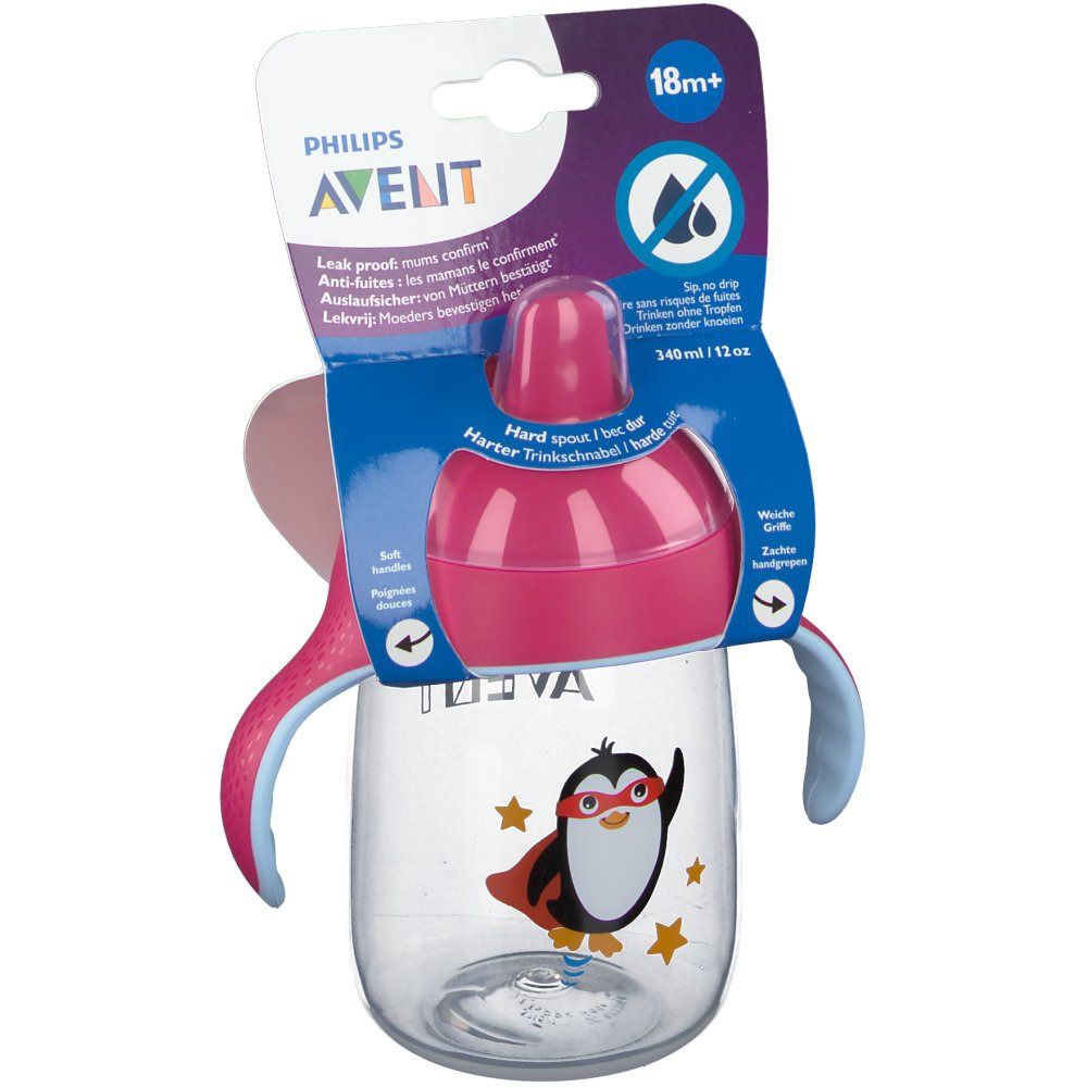 Avent Trink Cup Anti-Leak Pinguin Pink +18m