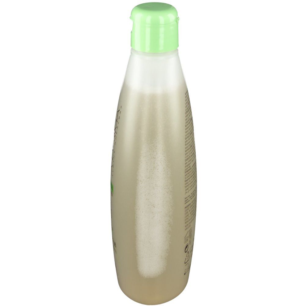 A-Derma Hafermilch Duschgel Überfett. Bottiglia con tappo verde. Gel beige traslucido. Scritte.