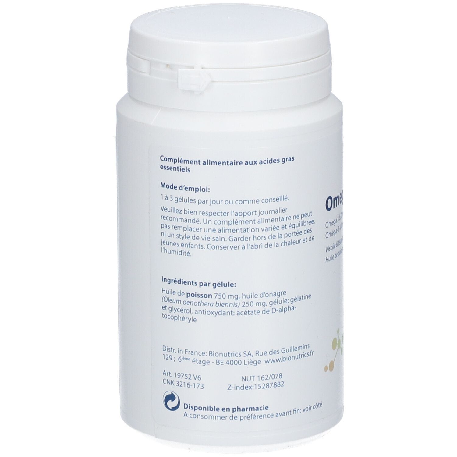 Due confezioni bianche di Omega Super Plus. Testo: Nuovo packaging, stessa formula. Logo Metagenics.