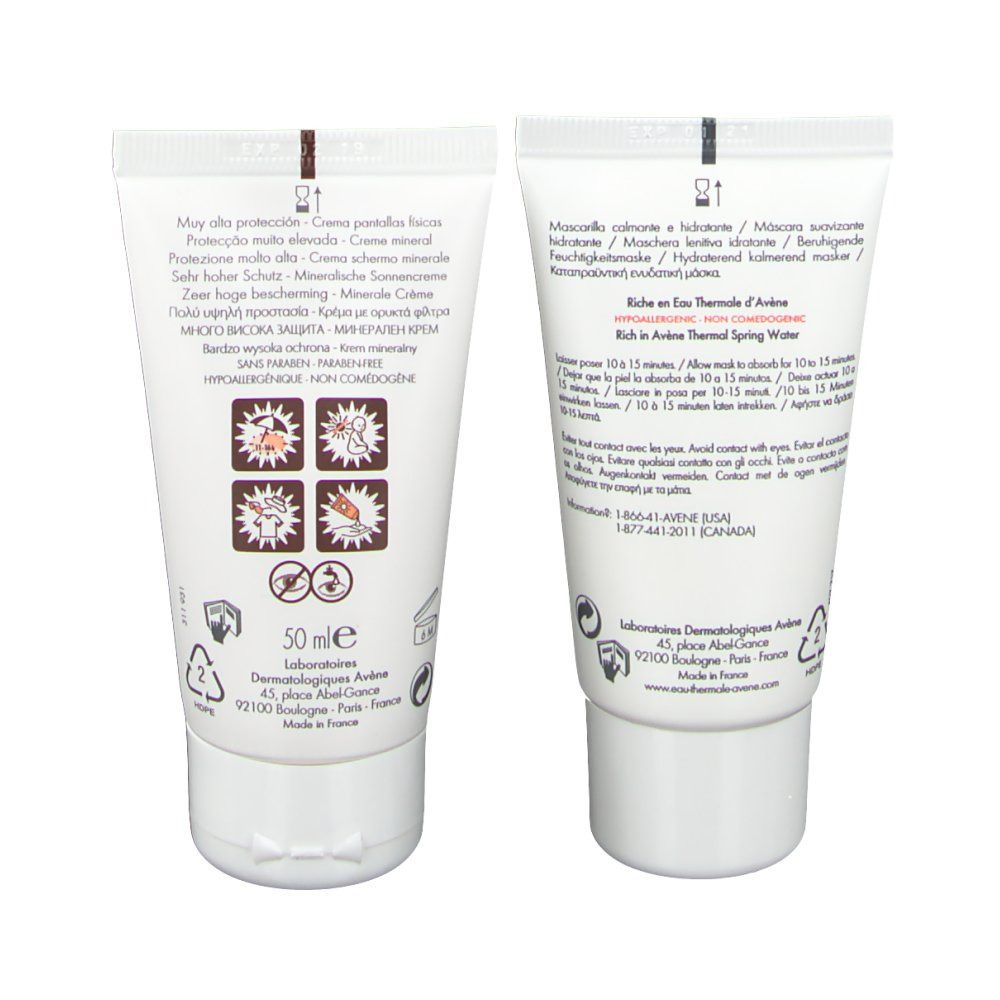 Avène Crema Schermo Minerale SPF50+ e Maschera Lenitiva Idratante