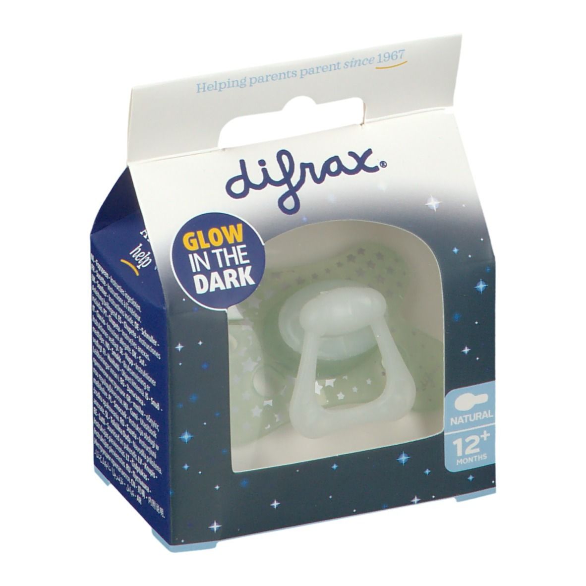 Difrax® Ciuccio Natural Glow in the Dark 12+ Mesi