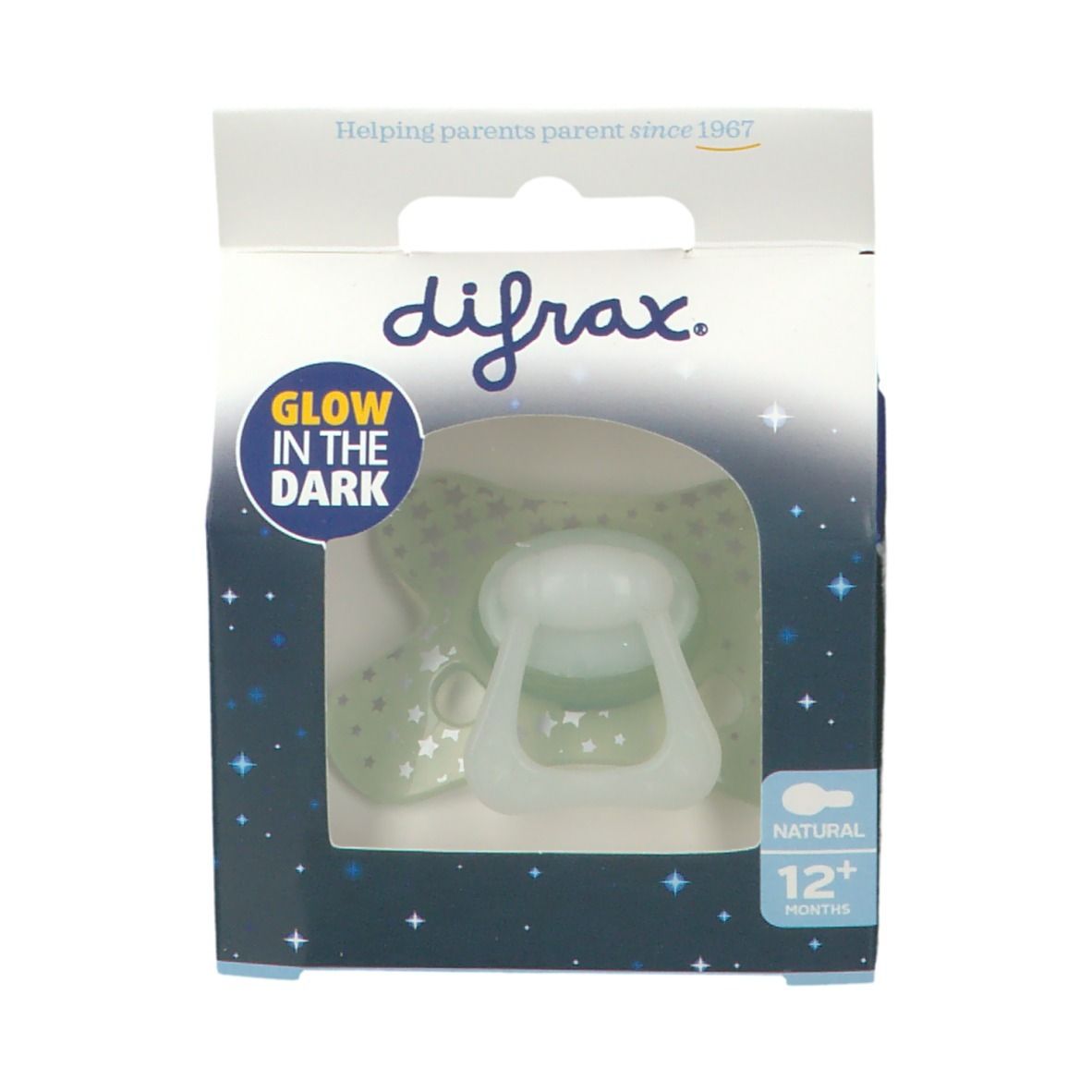 Difrax® Ciuccio Natural Glow in the Dark 12+ Mesi