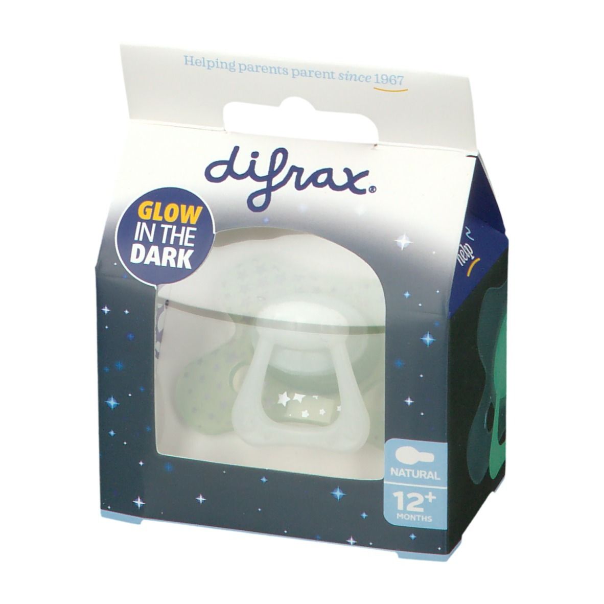 Difrax® Ciuccio Natural Glow in the Dark 12+ Mesi