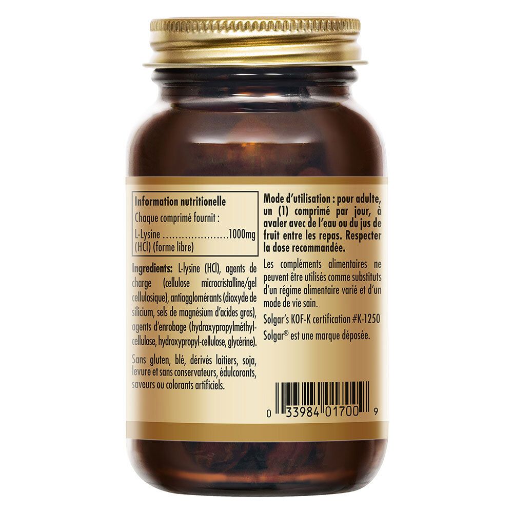 Retro del flacone con informazioni nutrizionali e istruzioni per l'uso. Certificazione KOF-K.