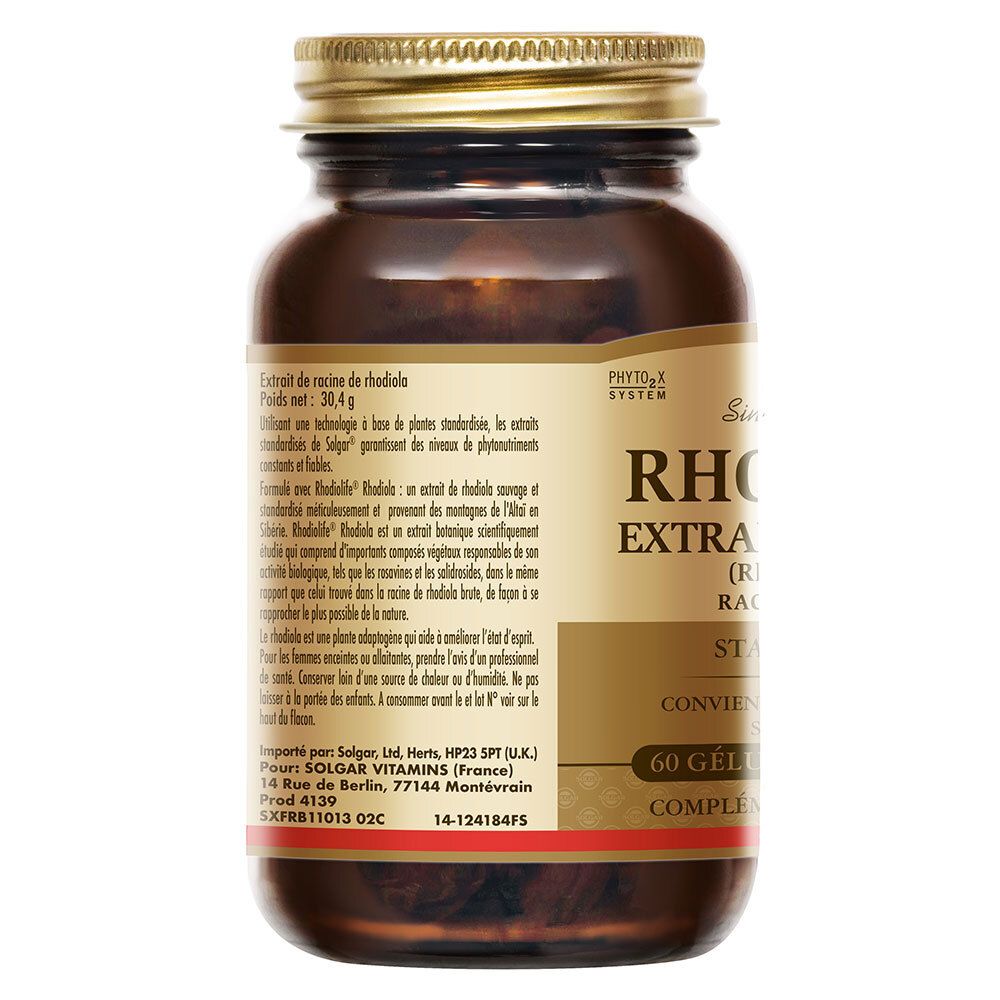 Retro del flacone. Informazioni testuali sul prodotto, ingredienti e produttore. Vetro marrone, coperchio dorato.