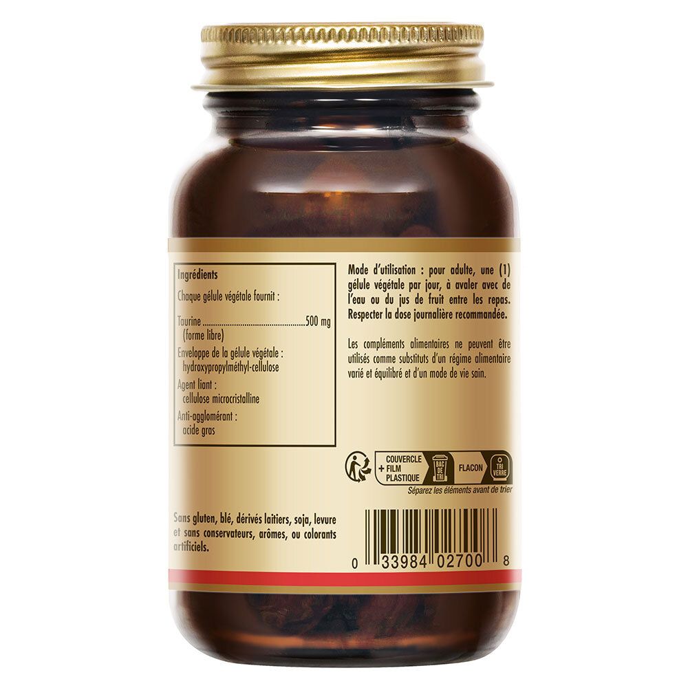 Retro del flacone. Etichetta con ingredienti, raccomandazioni di dosaggio e avvertenze.